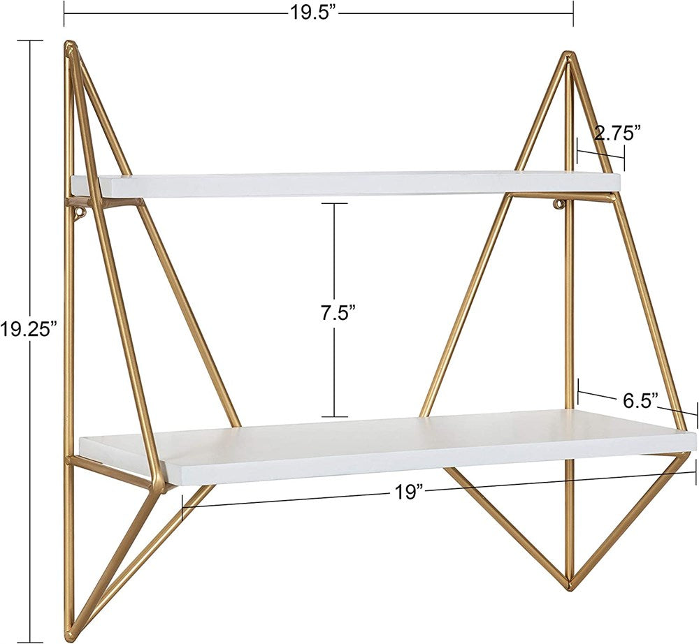 Melita 19 in. x 19 in. x 7 in. White/Gold Decorative Wall Shelf