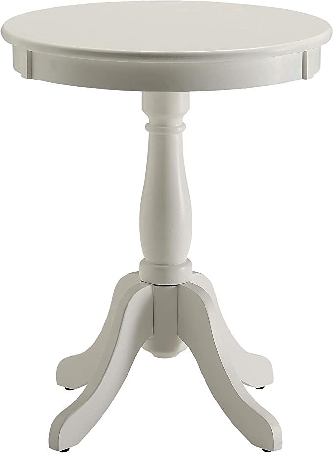 Summit Solid Wood Pedestal End Table - White Round