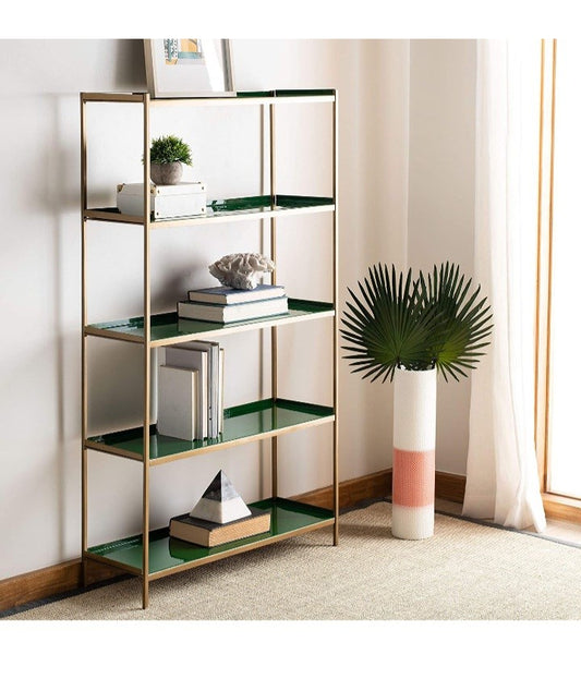 Safavieh Home Justine Contemporary Green and Brass 5-Tier Etagere Bookshelf 52 inch