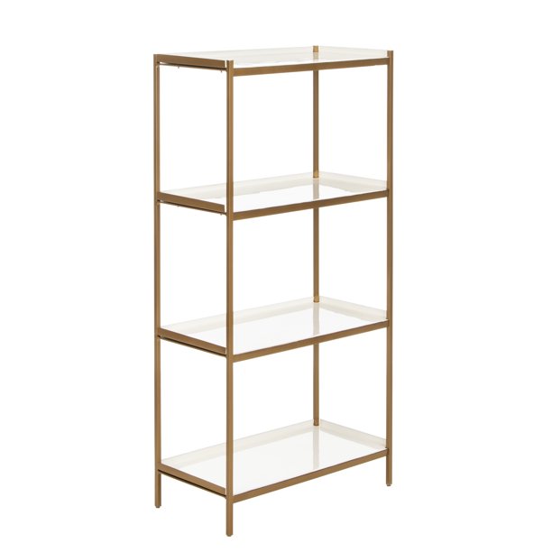 Safavieh Home Daniella Contemporary White and Brass 4-Tier Etagere Bookshelf